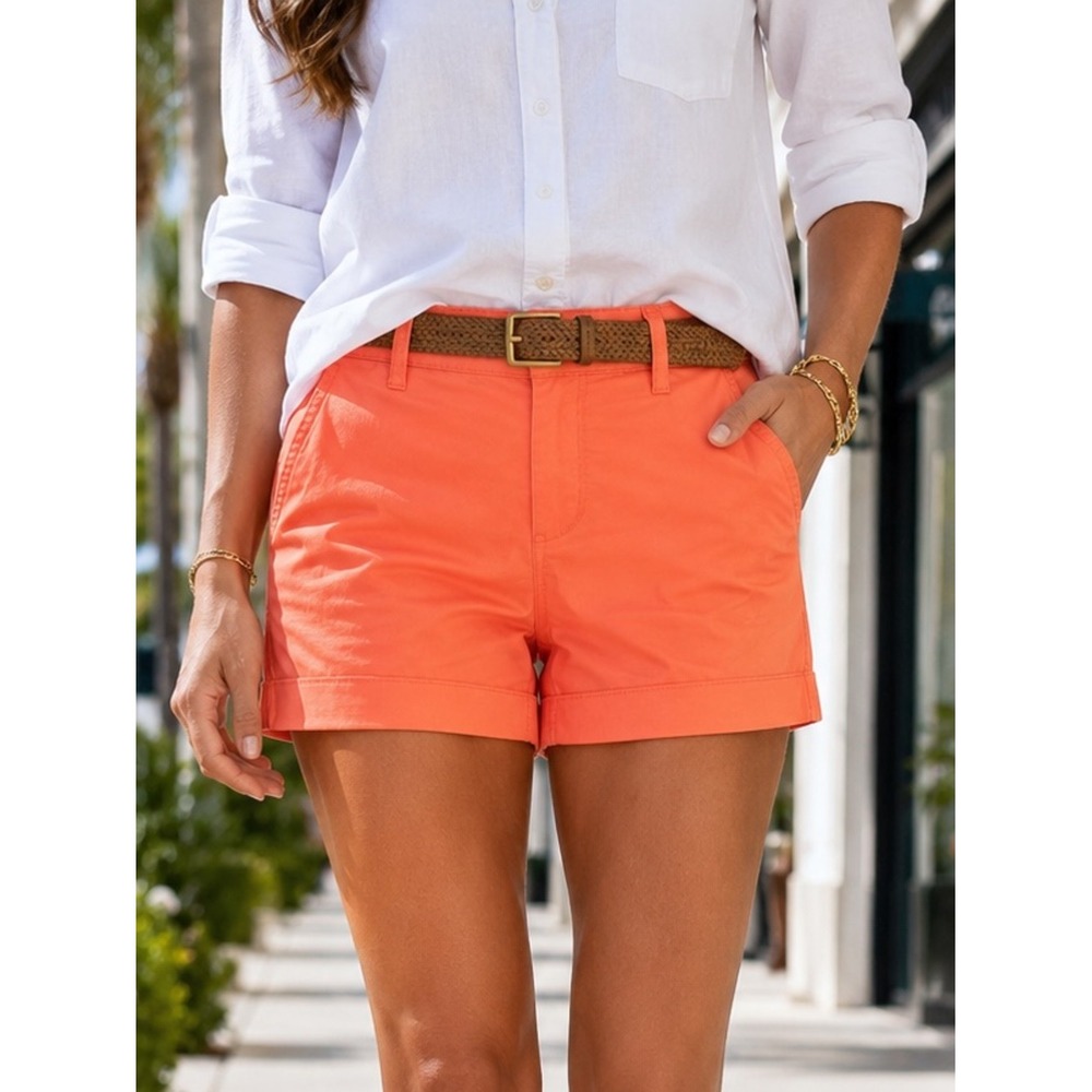 J.Crew Factory‎ Womens 3" Chino Shorts Neon Peach Coral Size 00 NWT